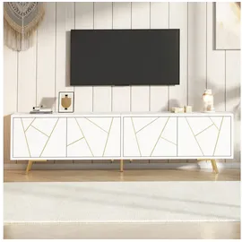 Okwish TV-Schrank Lowboard 190x40x51 cm Weiß/Gold Spanplatte
