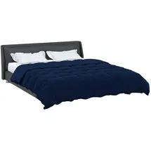 vidaXL Sommerdecke Gepolstert Dunkelblau 240 x 260 cm Mikrofaser