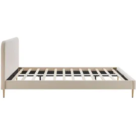 Dynamic24 Polsterbett mit Samtbezug Beige 140x200 cm Doppelbett Ehebett Bettgestell