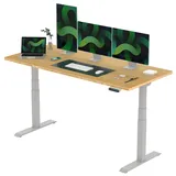 FLEXISPOT E6 Elektrisch höhenverstellbarer Schreibtisch 180x80cm | Ergonomischer Steh-Sitz Tisch mit Memory Funktion | Beugt Rückenschmerzen vor & Macht produktiver (Bambus, Gestell Grau)