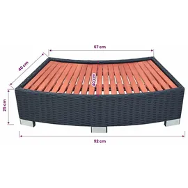 vidaXL Spa-Einstiegsstufe Poly Rattan Schwarz 92×45×25 cm