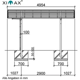 Ximax Portoforte Typ 80 Y 4,95 x 5,42 m Edelstahl-Look