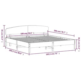 vidaXL Massivholzbett 180 x 200 cm Braun
