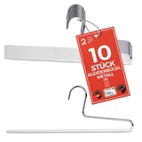 MAWA Design MAWA Hosenbügel, Set mit 10 platzsparenden Kleiderbügel, ideal für Jeans, Stoffhosen und Anzughosen, mit antirutschbeschichtetem Steg, 35 cm, weiß
