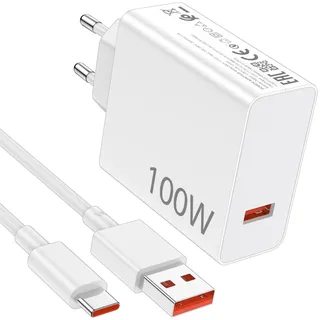 100W USB C Ladegerät für Xiaomi Poco F8 Pro M8Pro F8 Ultra X8 Pro Max,USB Netzteil 100W für Hyper-Charge Schnellladegerät mit 6A Typ C Ladekabel 1M für Xiaomi 17T Pro für Redmi Note 14 13 12Pro X7 F7
