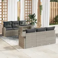 vidaXL Garten-Lounge-Set 7-tlg. hellgrau Polyrattan