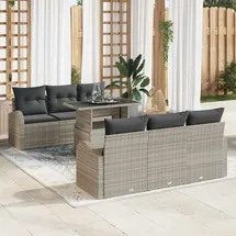 vidaXL Garten-Lounge-Set 7-tlg. hellgrau Polyrattan