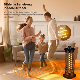 KESSER KESSER® Standheizstrahler Infrarotheizung, 1200W Heizstrahler Energieeffiziente Heizung Innenraum mit 360° Oszillation, Infrarotheizung Standgerät, Elektroheizung IP55, Terrassen-Heizstrahler