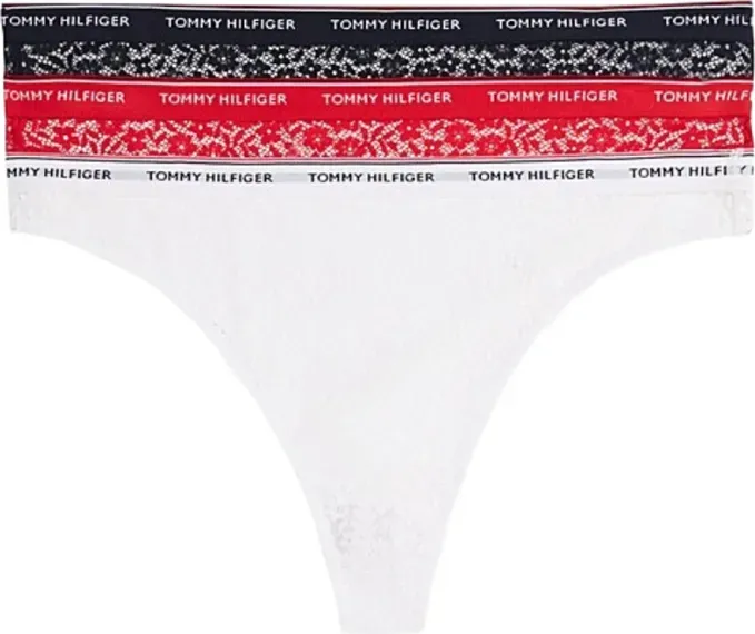 Tommy Hilfiger PREMIUM ESSENTIALS 3er-Pack Spitzen-Tangas (große Größen) Desert Sky/Weiß/Primary Red LG