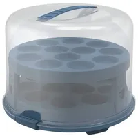 Rotho Aufbewahrungssystem FRESH Tortenglocke hoch mit Trays, Kunststoff, Hergestellt in der Schweiz blau 35.5 cm x 26 cm