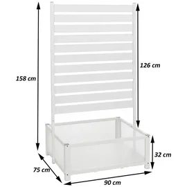 MCW Aluminium Beet mit Rankgitter 158 x 90 x 75 cm Weiß