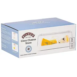 Kilner Käsedose mit Deckel und Keramikboden, Außenmaß 23,4 x 15,3 x 8,5 cm, für Käse bis ca. 400 g, Glasglocke mit Silikondichtung für geruchsdichte Aufbewahrung, spülmaschinengeeignet