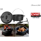 Rosenstein & Söhne Dutch Oven aus Gusseisen mit Standfüßen, 2in1-Deckel & -Pfanne, 3 l