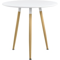 [en.casa] Esstisch Rund Weiß [H:75cmxØ80cm] Holz Tisch Retro-Design Küchentisch