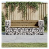 vidaXL Gartenbank aus Gabionen 184x71x65,5 cm Kiefernholz Imprägniert