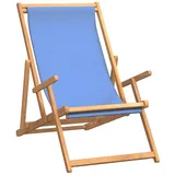 vidaXL Strandstuhl Klappbar Massivholz Teak Blau