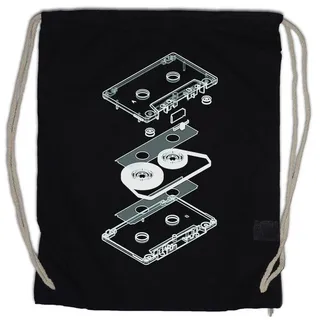 Urban Backwoods Turnbeutel Explosion Audio Cassette Turnbeutel 80s Kassette DJ MC Music VHS Tape (1-tlg), Player Kassettenrekorder Retro schwarz