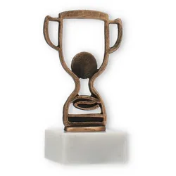 Pokal Konturfigur Pokal altgold auf weißem Marmorsockel 15,1cm