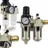 BITUXX Druckluft Wartungseinheit Wasserabscheider Oeler 1/4' Druckminderer Druckregler Max. Druck 10 Bar (1.0 Mpa) Inklusive Steckkupplung