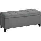 HOMCOM Sitzbank mit Stauraum, Polsterbank 120x40x48 cm mit Sicherheits-Scharniern, Leinenoptik, Bank bis 120kg für Wohnzimmer, Schlafzimmer, Flur, Dunkelgrau   Aosom