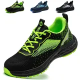 ISOOUS Sicherheitsschuhe Herren Arbeitsschuhe Damen Leicht Stahlkappenschuhe Atmungsaktiv rutschfest Bequem Schutzschuhe Grün EU 45 - 45 EU