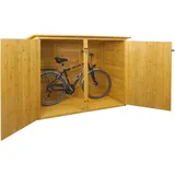 Mendler 1er-Fahrradgarage HWC-H60, Fahrradbox Geräteschuppen Gerätehaus, MVG abschließbar 152x184x98cm - braun