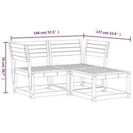 vidaXL Garten-Sofagarnitur 3-tlg. weiß