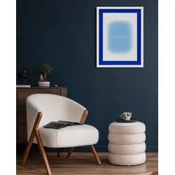 queence Bild mit Rahmen »Text, Spruch, blautöne«, Poster mit buntem Acrylglas Passepartout queence weiß/blau, Gr. 40 x 50 cm