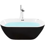 Beliani Whirlpool-Badewanne schwarz mit LED 170 x 80 cm NEVIS