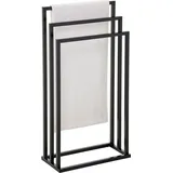 Idimex Handtuchhalter KUNO, schwarz lackiert - freistehender Badetuchhalter mit 3 Stangen, Handtuchständer aus Metall