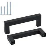 goldenwarm 10 Stück Küchengriffe Schwarz Möbelgriffe Edelstahl -LSJ12BK96 Möbelgriffe 96mm Küchengriff Schrankgriffe Schubladengriffe Quadratischer Griff