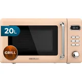 Cecotec Digitale Mikrowelle mit Grill Proclean 5110, 20 l, Retro-Beige, 700 W in 5 Stufen, Timer bis zu 60 Minuten, 8 Programme und Auftaumodus, Vintage-Design in Beige