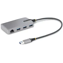 Startech StarTech.com 3-Port USB Hub with Ethernet 3x USB-A Ports, Gigabit Ethernet RJ45, USB 3.0 5Gbps, Bus-Powered, USB auf USB Verteiler/Adapter - 30cm langes Kabel - Laptop Mini USB Hub mit LAN (5G3AGBB-USB-A-HUB)