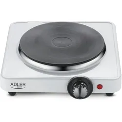 Adler AD6503 Elektroherd, Kochzone 18,5 cm, stufenlos regelbarer Thermostat, Kompakt, Camping, 1500W, Weiß