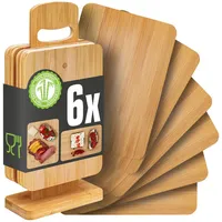 Dune Design DuneDesign 6er Set Frühstücksbrettchen mit Ständer - 22x15 Holzbrettchen Brotbretter