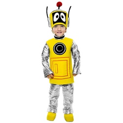 Paper Magic Kostüm Yo Gabba Gabba Plex, Original lizenziertes Kostüm zur beliebten TV-Kindersendung ‚Yo Gabba silberfarben
