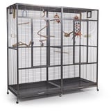 Montana Cages Vogelkäfig Sydney II - Antik, Doppelvoliere für Sittiche und kleine Papageien ca. 180 x 70 x 180cm grau