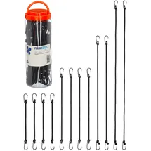 Relaxdays Spanngummi mit Haken, 12er Set, Fahrrad Gummispanner Gepäckträger, 4 Größen, Universal Gepäckspanner, schwarz