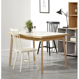 Hammel Furniture Esstisch HAMMEL FURNITURE "Basic Single, ausziehbar 120-220cm, mit innenliegenden Einlegeplatten", weiß (weiß, naturfarben, naturfarben, weiß), B:120cm H:76cm T:80cm, Tischplatte: Weißes Melamin mit weiß pigmentierter Eichenkante (Mattlack), Gestell: