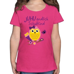 Shirtracer T-Shirt jUHU endlich Schulkind Eule Schultüte Einschulung Mädchen rosa 152 (12/13 Jahre)