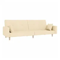 vidaXL Schlafsofa 2-Sitzer mit 2 Kissen Creme Stoff