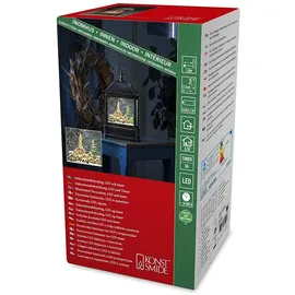 Konstsmide LED Schneelaterne mit Kirche und Weihnachtsmarkt 25 cm braun/grün/weiß