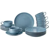 Rosenthal Joyn Denim Blue Set 18-tlg. Kombi-Service, Steinzeug, Geschirr, Essgeschirr, Kaffeeservice, Frühstücksteller, Tassen, blau