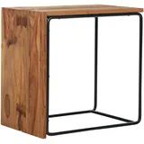 KADIMA DESIGN Massivholz Beistelltisch im Industrial-Style, 45x30x45 cm, Eleganter Sofatisch