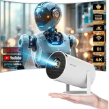 Mini Beamer 4K Heimkino Android 11.0 Full HD 1080P 180°Dreh portable Projector klein Videoprojektor handy mit 2.4/5G WiFi Bluetooth 5.0 Automatisc... - Weiß