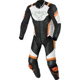 Macna Varshall perforierte 1-Teiler Motorrad Lederkombi, schwarz-weiss-orange, Größe 48 für Männer