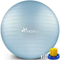 TRESKO Gymnastikball (Himmelblau, 65cm) mit Pumpe Fitnessball Yogaball Sitzball