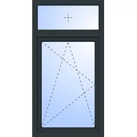 Kunststoff Fenster mit Oberlicht TED Dreh-Kipp 3-fach Verglasung Anthrazit RAL 7016 innen öffnend DIN rechts