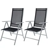 CASARIA Bern Gartenstuhl 60 x 65 x 111 cm silber/schwarz klappbar 2 St.