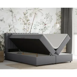 panda möbel Boxspringbett 160x200 EVEREST, mit Topper, mit Bettkästen, Doppelbett, Grau, Panda Möbel - Dunkelgrau